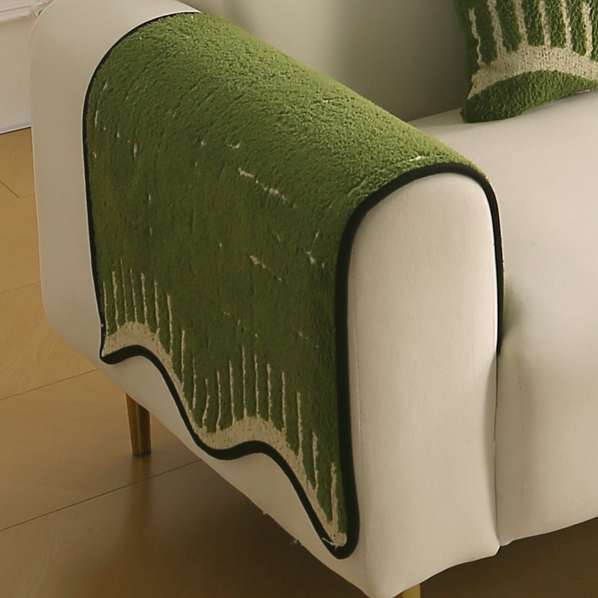 Premium Supple Soft Wavy Sofa Cover Mat, Green