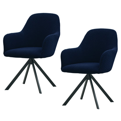 HOKIPO Premium Jacquard Fully Covered Cover for Swivel Dining Chair with Arms, Navy Blue