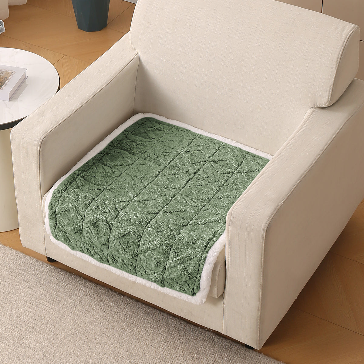 'Italian Caelora' Luxury Jacquard Plush Anti-Slip Sofa Cover Mat - Sage Green