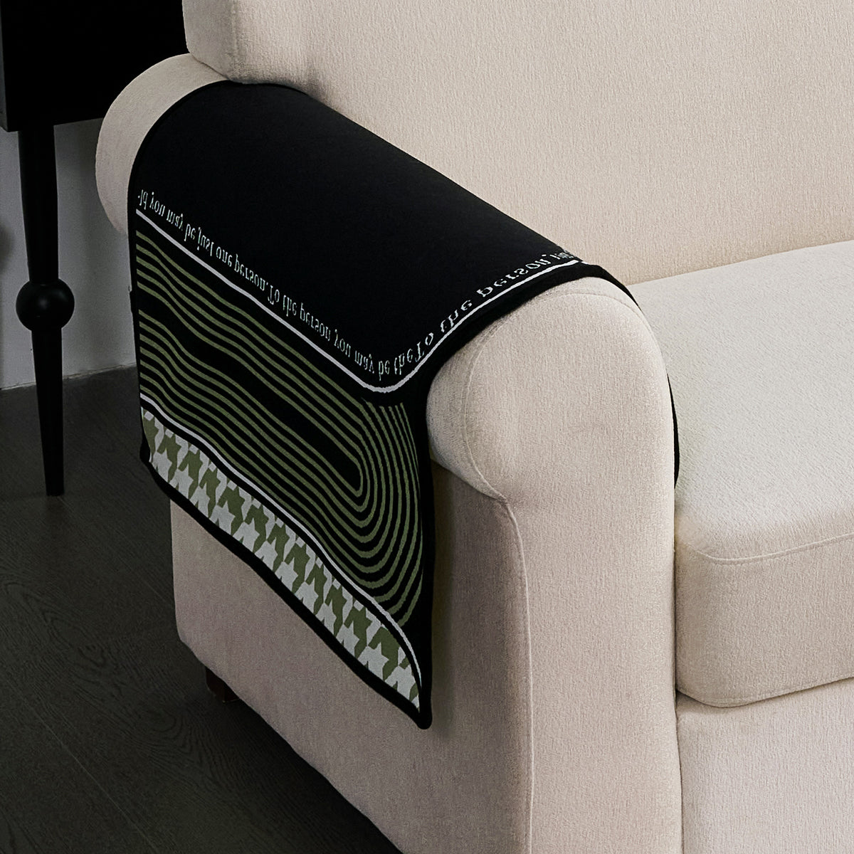 Arcea Chenille With Curved Edges Sofa Cover Mat, Sage Curve