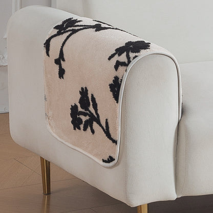 Luxury Plush Sherpa Anti-Slip Sofa Cover Mat, 'Noirea Series'| Botanical Vine