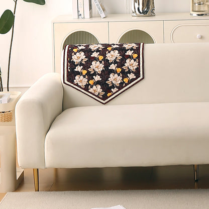Florentina Series Premium Holland Velvet Sofa Cover Mat - Camellia Brown