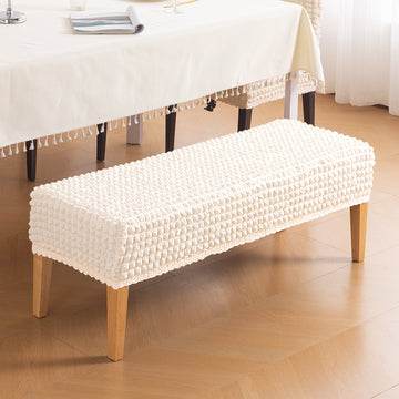 Aria Nova 280 GSM Stretchable Bubble Dining Bench Cover, Light Cream