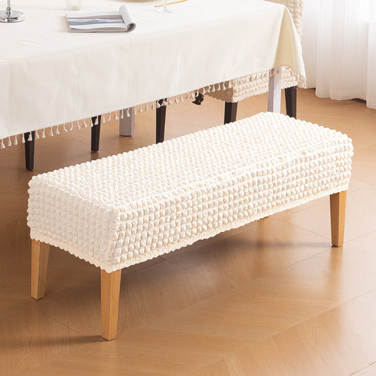 Aria Nova 280 GSM Stretchable Bubble Dining Bench Cover, Light Cream