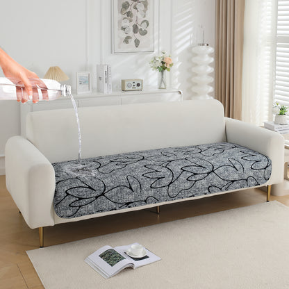 HOKIPO Water Repellent + Waterproof Quilted Sofa Mats, Intense Grey Abstract Floral