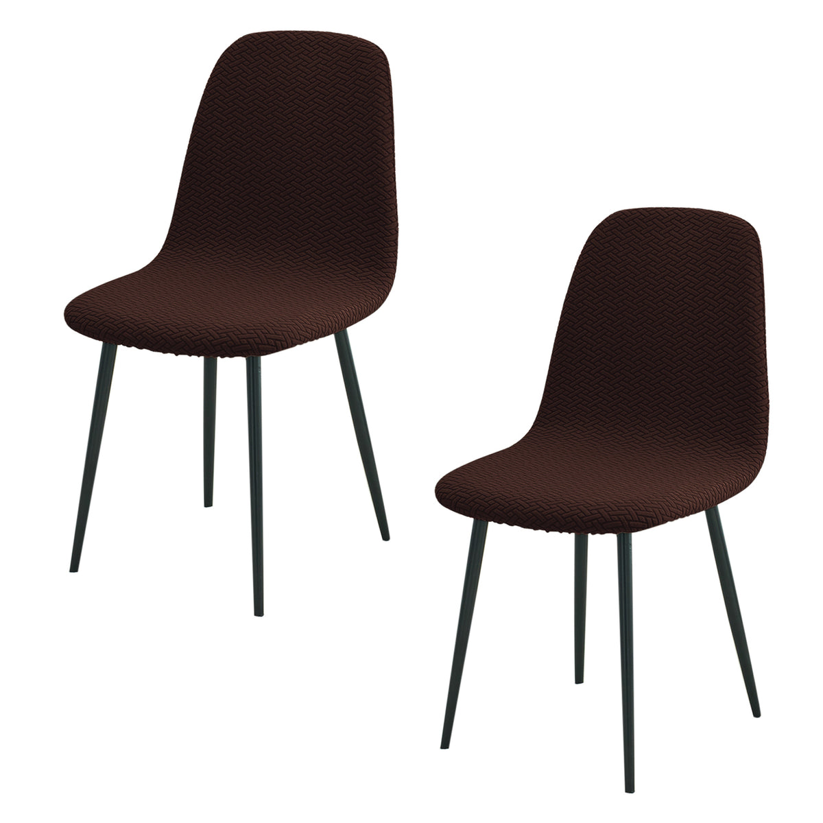 Premium Jacquard Fully Covered Cover for Mid Century Modern Dining Chair, Chocolate Brown