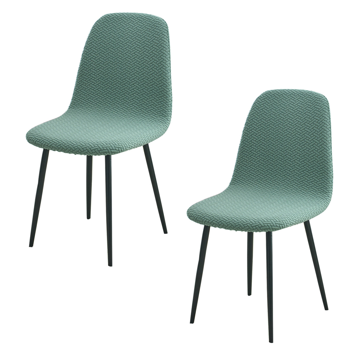 Premium Jacquard Fully Covered Cover for Mid Century Modern Dining Chair, Continental Green