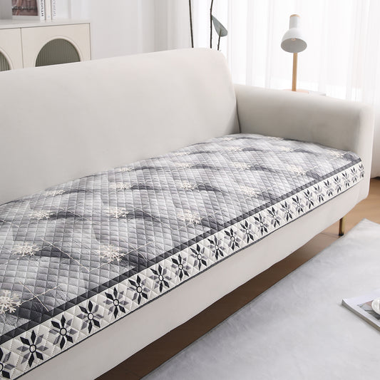 LiefNest Holland Velvet Sofa Cover Mat with Foam Filling - Snowflakes Gradient Grey