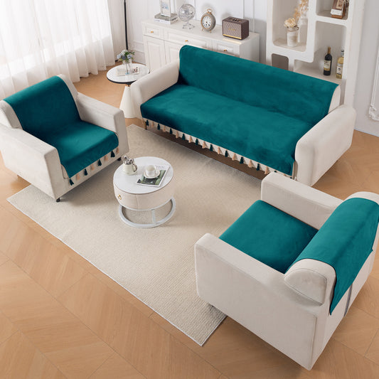 Holland Velvet 5-Seater Sofa Cover (3+1+1), TasselTone Series | Teal
