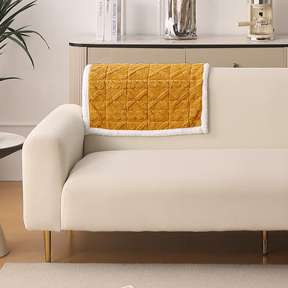 'Italian Caelora' Luxury Jacquard Plush Anti-Slip Sofa Cover Mat - Honey Yellow