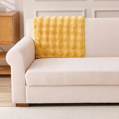 'FurHug' Premium Faux Rabbit Fur Sofa Seat Mats, Honey Yellow