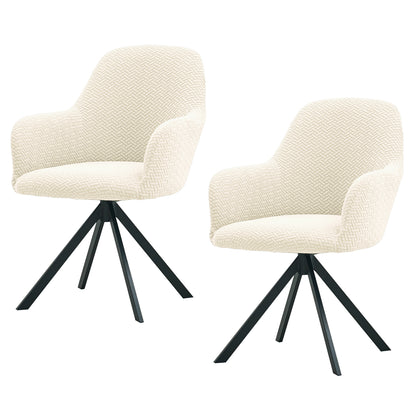 HOKIPO Premium Jacquard Fully Covered Cover for Swivel Dining Chair with Arms, Beige