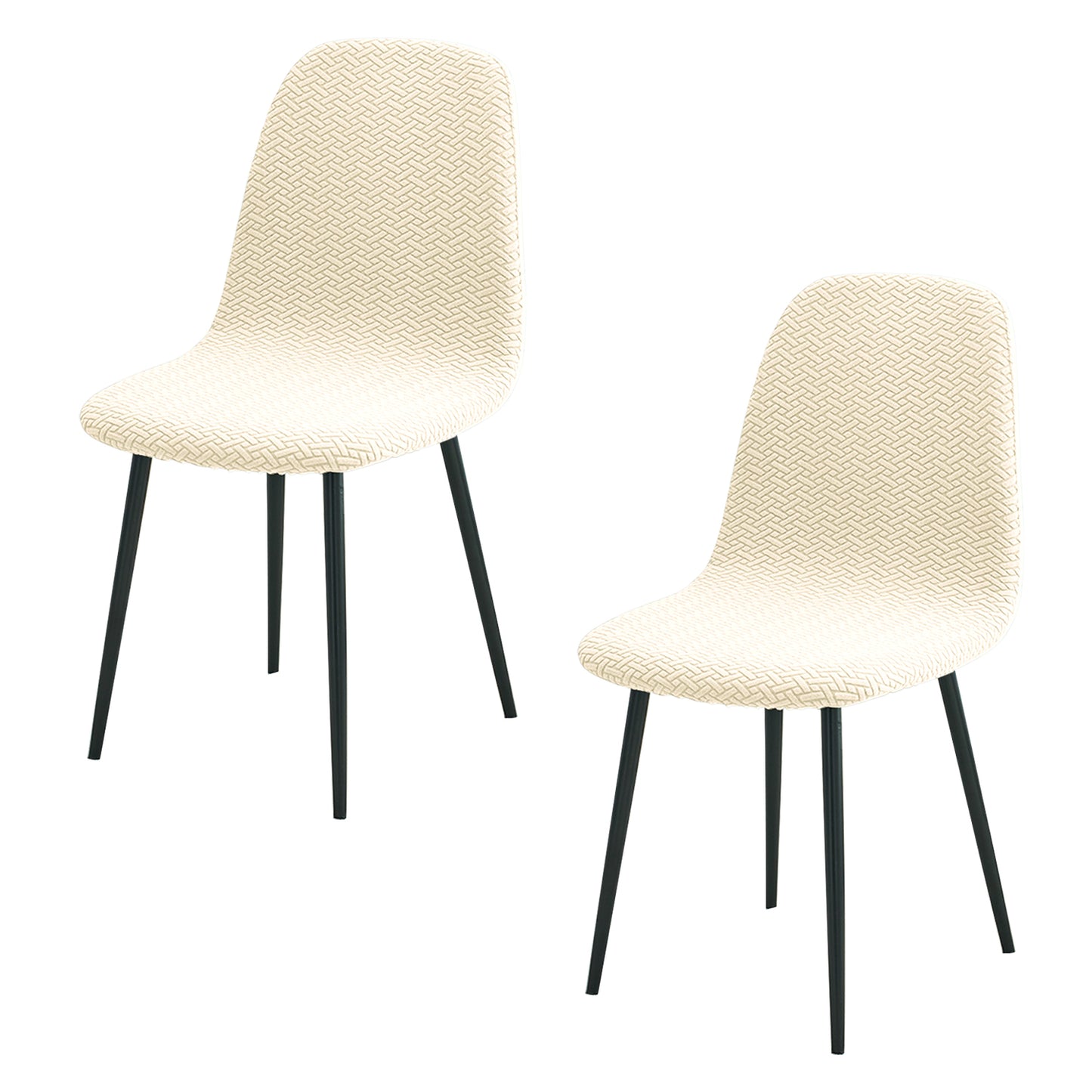 HOKIPO Premium Jacquard Fully Covered Cover for Mid Century Modern Dining Chair, Beige