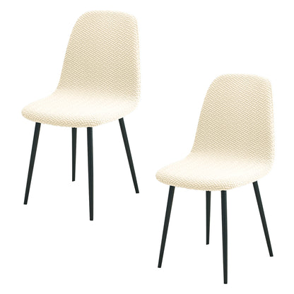 HOKIPO Premium Jacquard Fully Covered Cover for Mid Century Modern Dining Chair, Beige