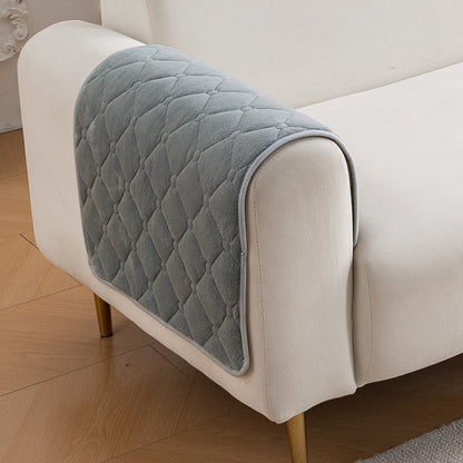 Diamond Tuft Plush Sofa Cover Mat, Stone Grey