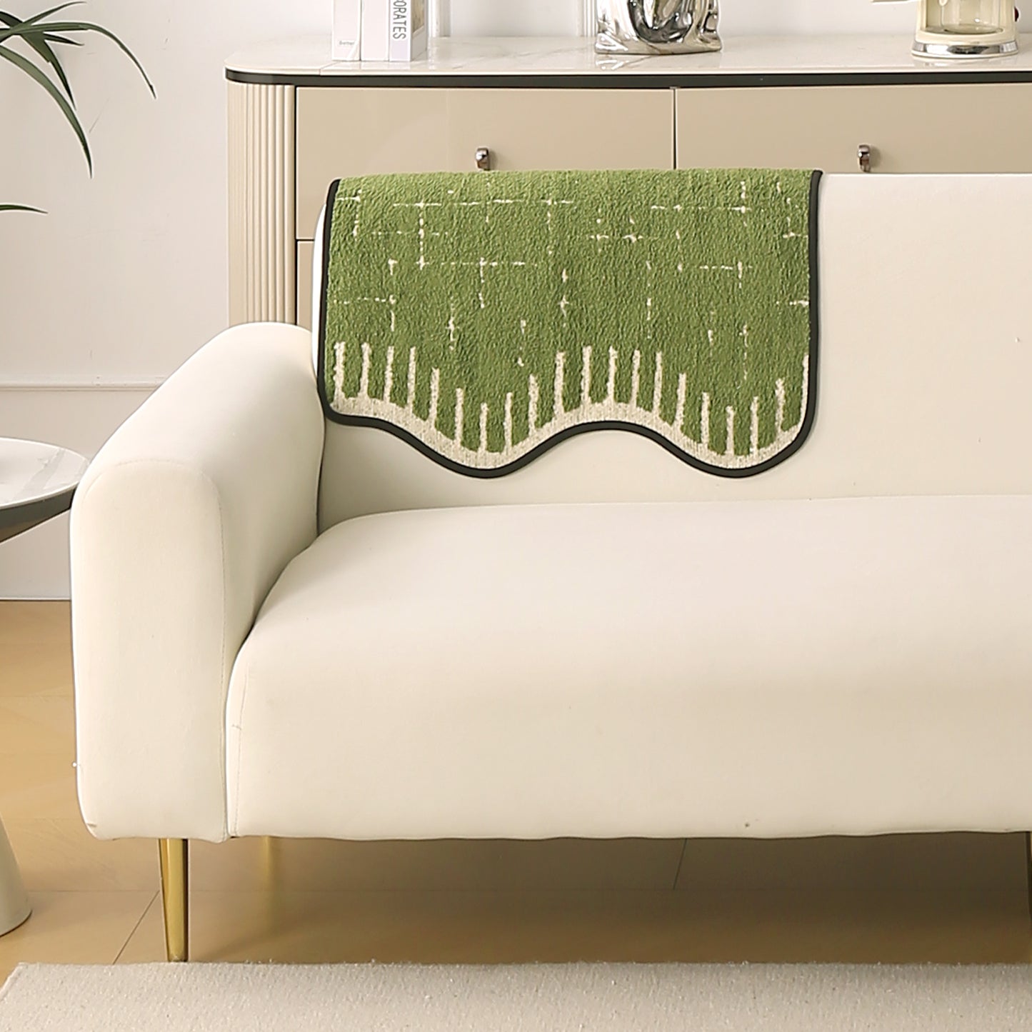 Premium Supple Soft Wavy Sofa Cover Mat, Green