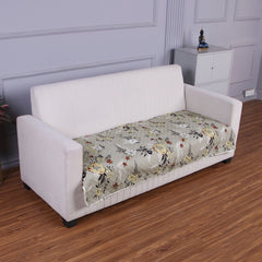 Quilted Sofa Seat Mat Covers for 1/2/3 Seater Sofa, Floral Ash Grey