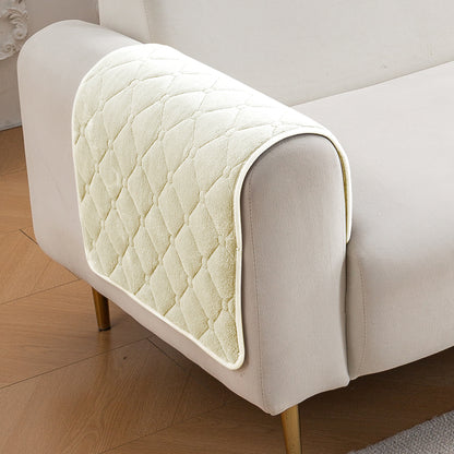 Diamond Tuft Plush Sofa Cover Mat, Ivory Cream