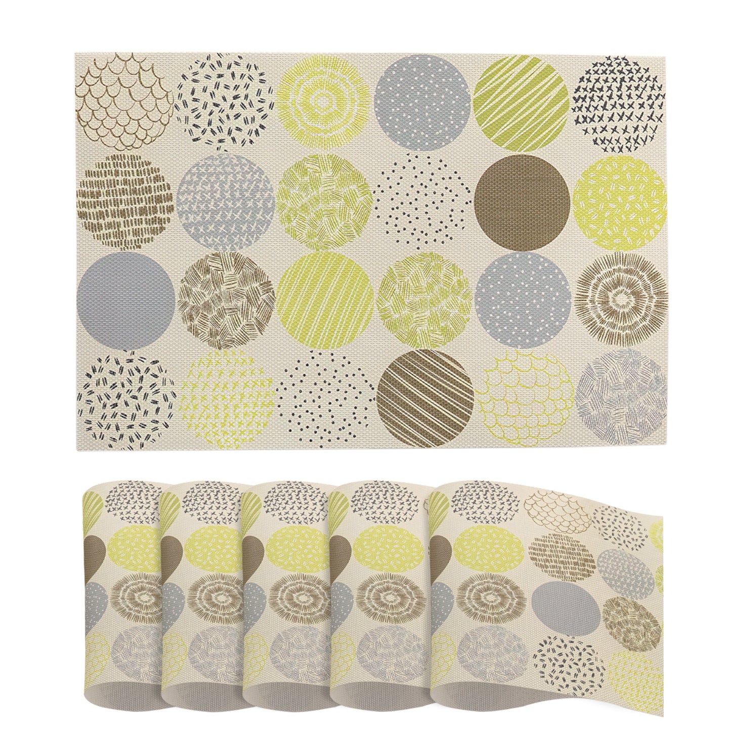 Color Splash PVC Mats for Dining Table, Bubble - Lemon Yellow