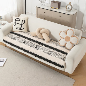 Luxury Plush Sherpa Anti-Slip Sofa Cover Mat, 'Noirea Series'| Textured Stripe