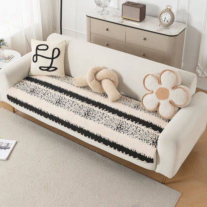 Luxury Plush Sherpa Anti-Slip Sofa Cover Mat, 'Noirea Series'| Textured Stripe