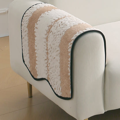 Luxury Wavy Plush Anti-Slip Sofa Cover Mats - Desert Brown