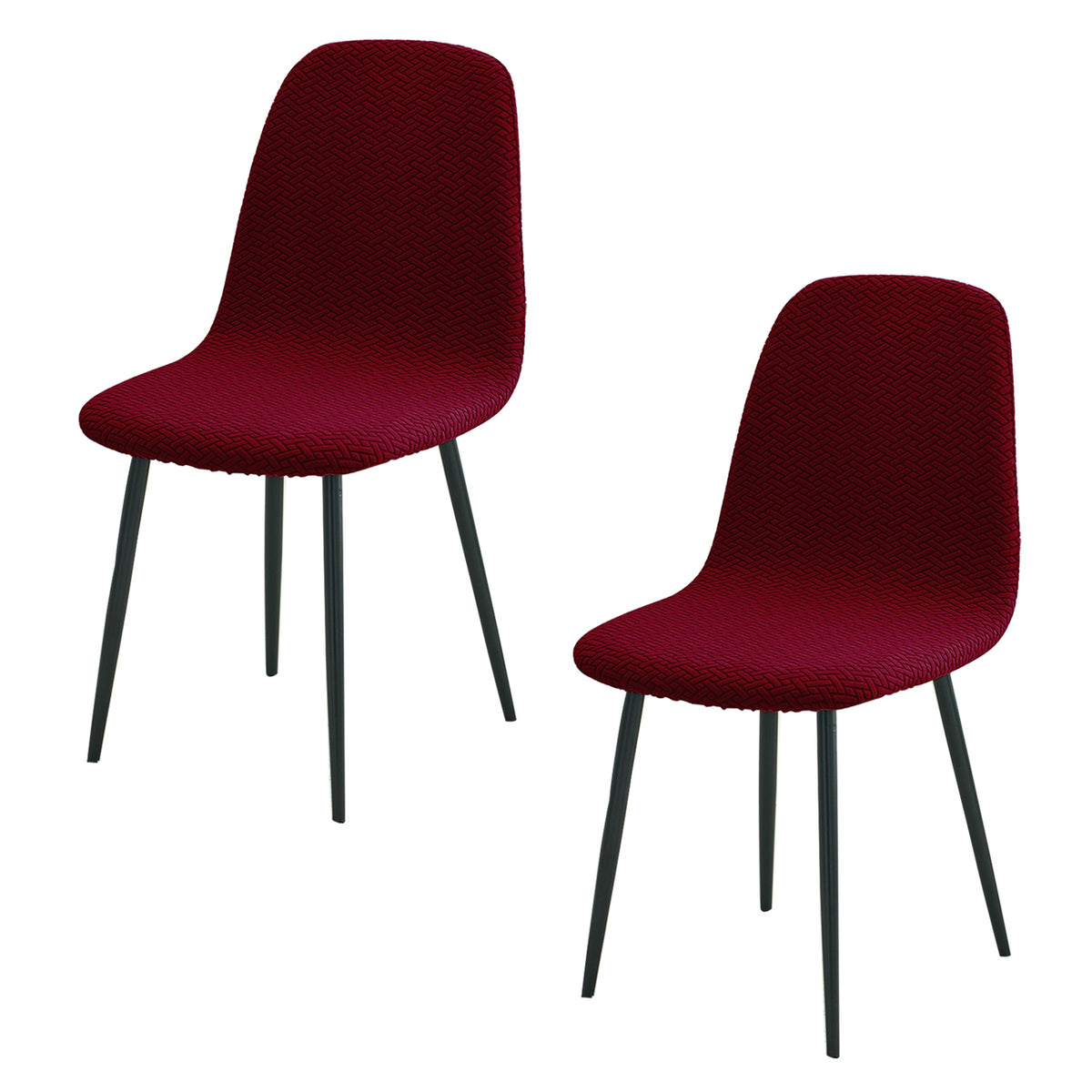 Premium Jacquard Fully Covered Cover for Mid Century Modern Dining Chair, Burgundy