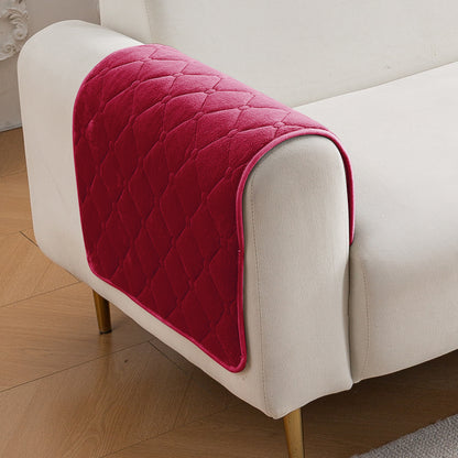 Diamond Tuft Plush Sofa Cover Mat, Raspberry Red