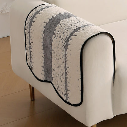 Luxury Wavy Plush Anti-Slip Sofa Cover Mats - Pewter Grey