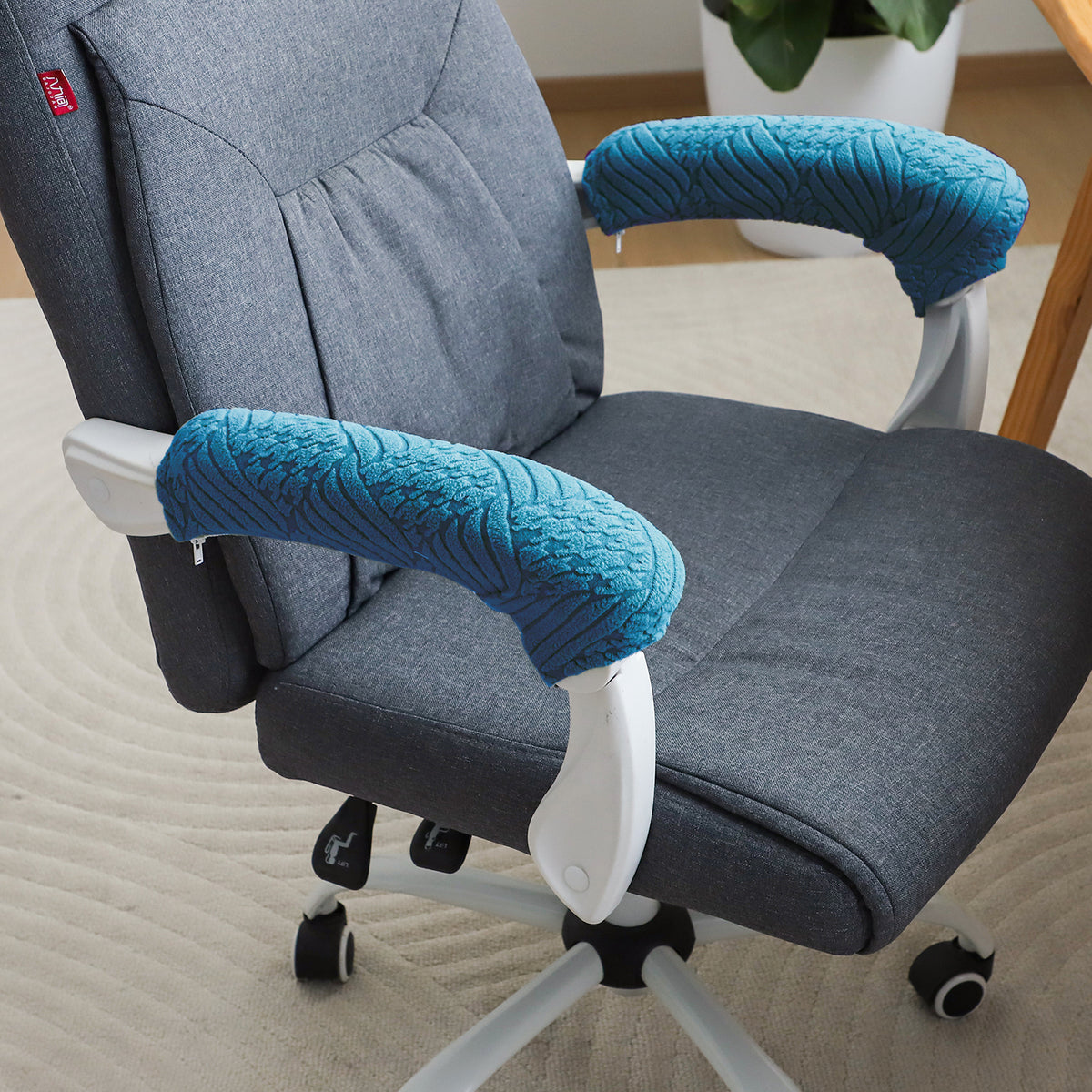 170gsm Jacquard Office Chair Arm Rest Cover (Zipper Style), 1 Pair, Turquoise
