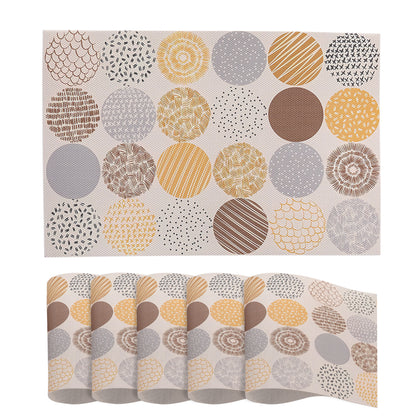 Color Splash PVC Mats for Dining Table, Abstract Circles - Olive Brown