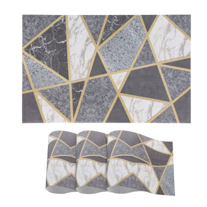 Marble Fusion PVC Mats for Dining Table, Geo Triangles - Charcoal Grey