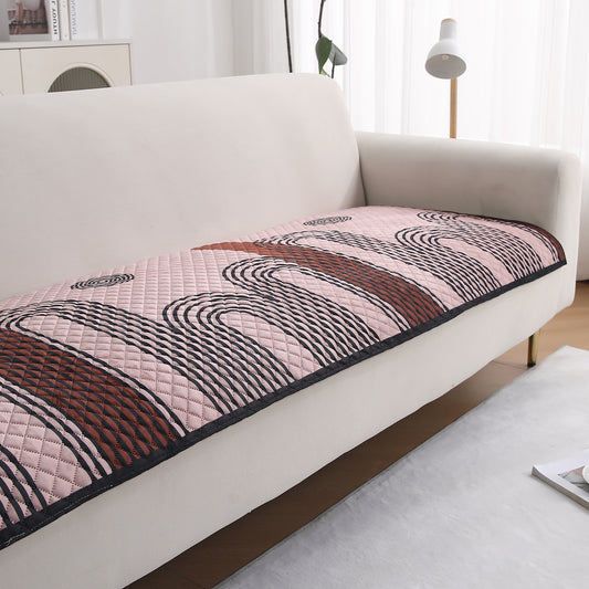 LiefNest Holland Velvet Sofa Cover Mat with Foam Filling - Modern Archscape Mauve Blush
