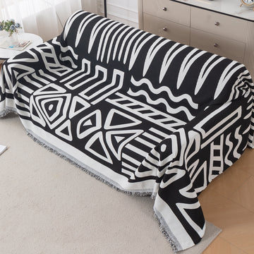 Buy Black Colour Urban Tribe Chenille Three Seater Sofa Throw | HOKIPO