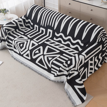 Buy Black Colour Urban Tribe Chenille Three Seater Sofa Throw | HOKIPO