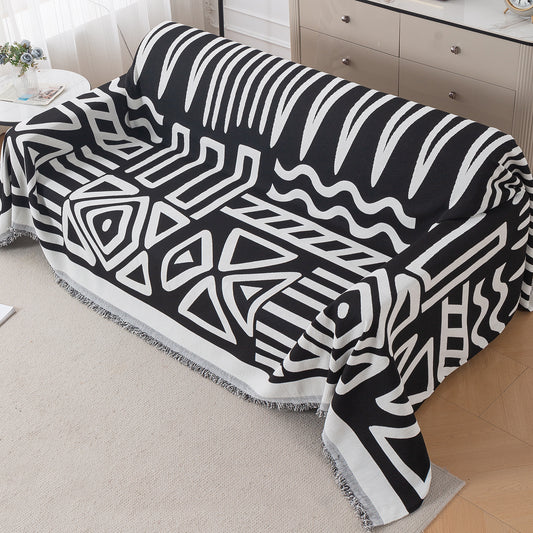 Buy Black Colour Urban Tribe Chenille Three Seater Sofa Throw | HOKIPO