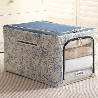 Foldable Cloth Storage Organizer for Wardrobe, Blue Blossom