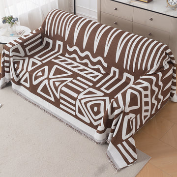 Urban Tribe Premium Chenille Fabric Sofa Cover Throw, Chocolate Brown