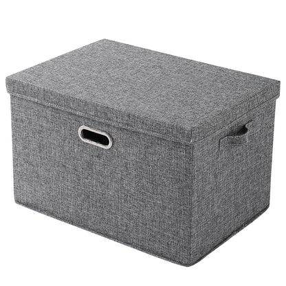Multipurpose Foldable Storage Box with Lid, Extra Large 50x35x32 cm, Grey