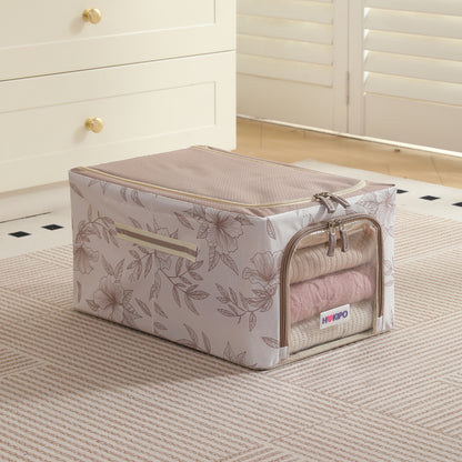 Foldable Cloth Storage Box Organizer for Wardrobe, Latte Floral