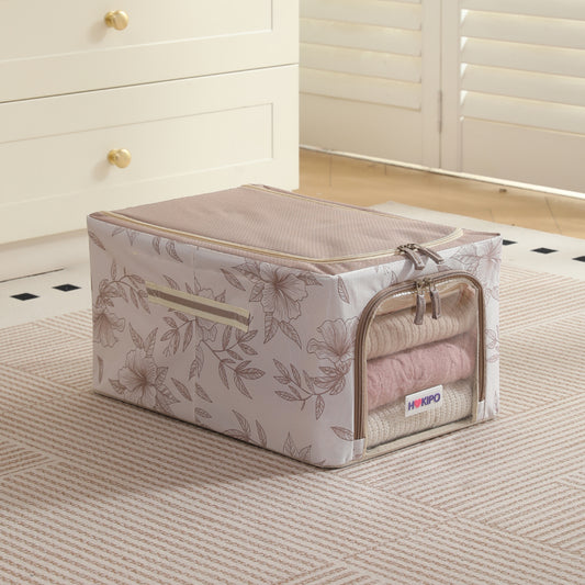 Foldable Cloth Storage Box Organizer for Wardrobe, Latte Floral