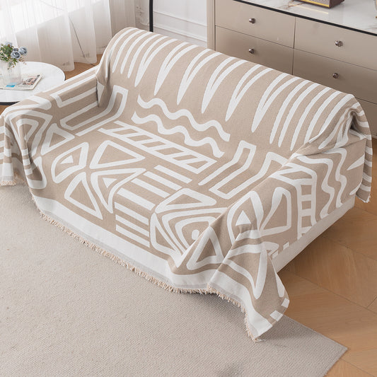 Urban Tribe Premium Chenille Fabric Sofa Cover Throw, Beige