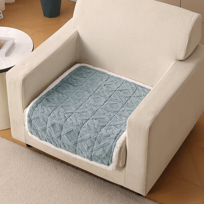 'Italian Caelora' Luxury Jacquard Plush Anti-Slip Sofa Cover Mat - Powder Blue