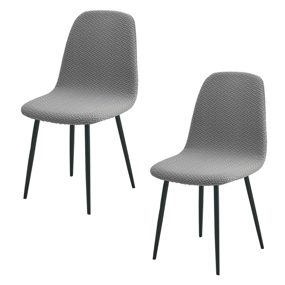 Premium Jacquard Fully Covered Cover for Mid Century Modern Dining Chair, Grey