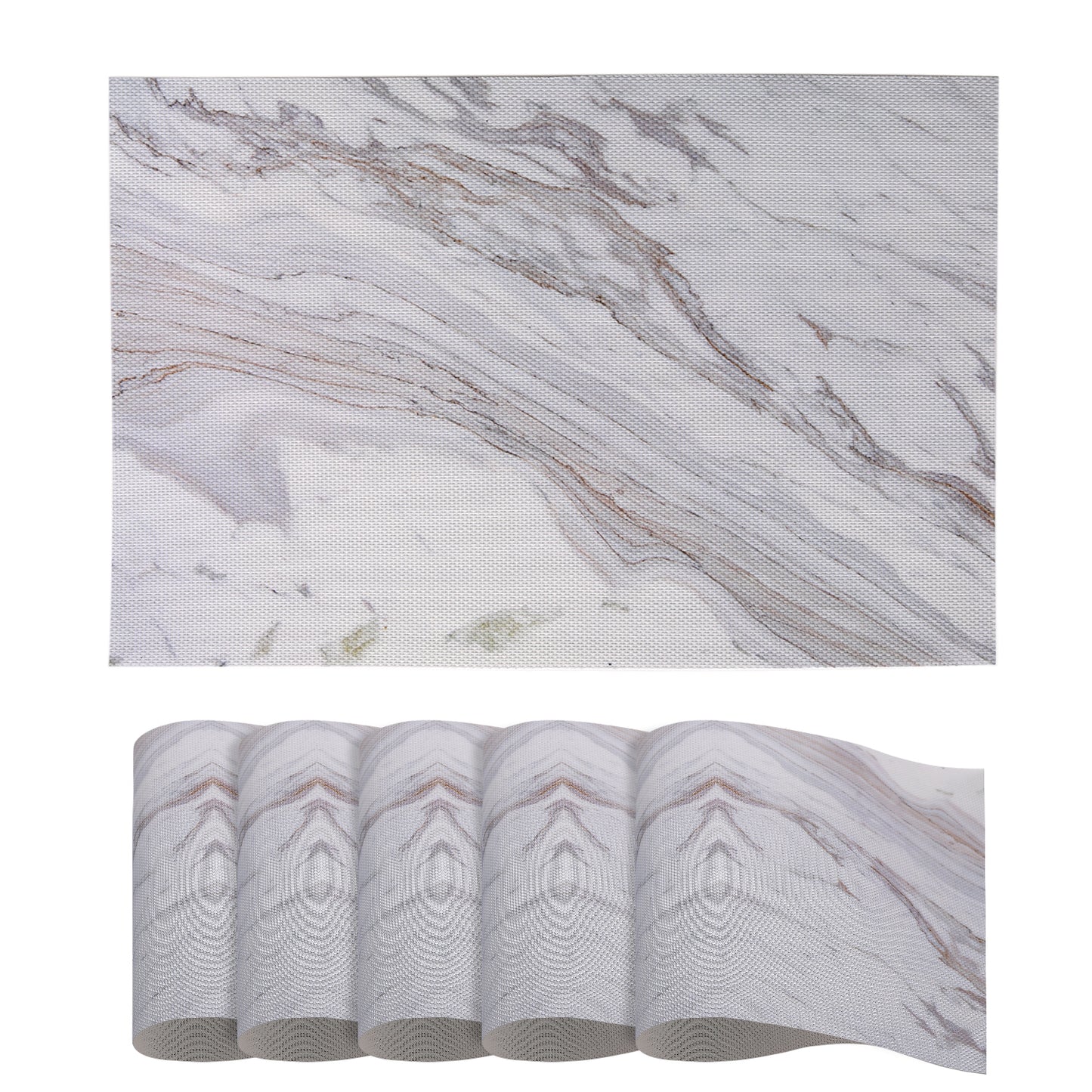 Marble Fusion PVC Mats for Dining Table, Glacier Vein - Frost Grey