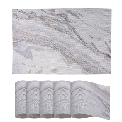 Marble Fusion PVC Mats for Dining Table, Glacier Vein - Frost Grey
