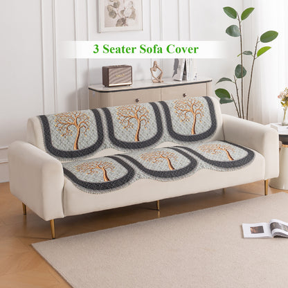 LoomVerse Quilted Sofa Cover Set Washable Sofa Panel for Seat & Back - Tranquil Tree