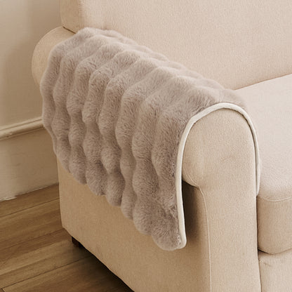 'FurHug' Premium Faux Rabbit Fur Sofa Seat Mats, Latte Brown