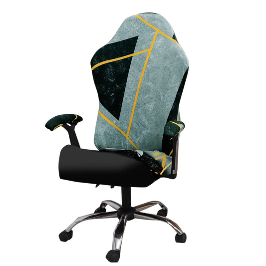 Printed Gaming Chair Seat Cover Elastic Computer Rotating Chair, Multicolor Abstract Geometry