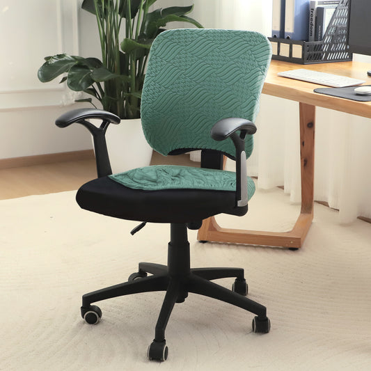Office Chair Cover for Task Chair – 170 GSM Stretchable Jacquard – Washable & Anti-Slip – Fits Small Office Chairs Without Headrest, Green